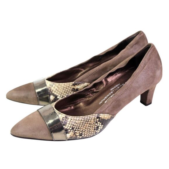 AGL Italy BROWN REAL LEATHER SUEDE LOW HEEL POINTED PUMP WOMEN'S SHOES Size 40 - Picture 2 of 10